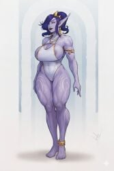 ai_edit ai_generated devil_hs elf elf_female gold_jewelry jewelry muscular muscular_female solo void_elf world_of_warcraft