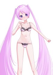 1girls belly_button blush bra breasts cameltoe changing changing_clothes collarbone extremely_long_hair galaxy_gals kalisa_(battle_cats) light-skinned_female long_hair looking_down nyanko_daisensou panties pink_hair purple_eyes small_breasts teenager the_battle_cats thin_female thin_waist twintails uminako underwear