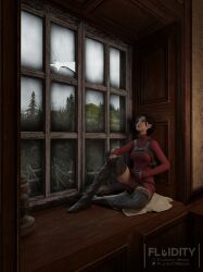 3d 4k abs ada_wong adorable asian asian_female ass attractive breasts capcom clothed cute dress female female_focus female_human female_only fluidity3d gun hi_res highres posed pretty pussy resident_evil resident_evil_4_remake resting sexy sitting window