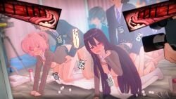 big_breasts cum_in_pussy cute_face cute_fang doki_doki_literature_club filming gangbang group_sex natsuki_(doki_doki_literature_club) sex smug_face yuri_(doki_doki_literature_club)