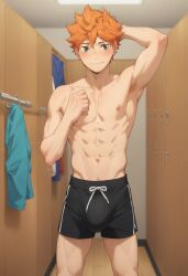 ai_generated bulge gay haikyuu!! hinata_shouyou shorts yaoi