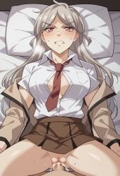 ai_generated ceremon_vaughan grey_hair intercourse missionary missionary_position missionary_sex rein_(unordinary) school_uniform sex silver_hair unordinary vagina vaginal_penetration vaginal_penetration vaginal_sex webtoon webtoon_waifu