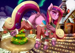 2017 alicorn anatomically_correct anatomically_correct_anus anatomically_correct_pussy animal_genitalia animal_pussy anus ass blush christmas christmas_tree clitoral_winking clitoris clothing crotchboobs cutie_mark dankflank equine equine_pussy feathered_wings feathers female feral friendship_is_magic hair holidays hooves horn legwear long_hair looking_at_viewer mammal multicolored_hair my_little_pony nipples outside presenting presenting_anus presenting_pussy presenting_teats princess_cadance_(mlp) pussy raised_tail solo tree underhoof wings