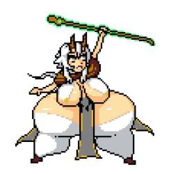 1girls animated antlers ass breasts cleric druid elf elf_girl female female_only flowing_clothing flowing_hair hips human human/elf hybrid hyper_ass large_ass large_breasts loincloth lynara_woodhaven newstuff4u pixel_animation pixel_art staff stockings thick_thighs thighs twintails white_hair wide_hips wooden_staff