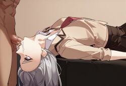 ai_generated blowjob blowjob_only ceremon_vaughan deep_blowjob deep_throat deepthroat facefuck fellatio grey_hair irrumatio oral oral_penetration oral_sex rein_(unordinary) school_uniform silver_hair sucking sucking_penis sword_swallowing_position unordinary webtoon webtoon_waifu