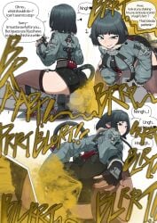 1boy 1girls alternate_version_available ass big_ass black_hair blue_eyes cow_ears cow_girl crush crushing denim_shorts english_text facesitting fart fart_cloud fart_fetish farting farting_in_face farting_on_another farting_on_face fat_ass female gasbox hands_on_ass humiliation jane_doe_(zenless_zone_zero) jean_shorts jiggling_ass male micro mini_person shrinking simple_background size_transformation stuck stuck_in_ass sweat sweaty thick_ass thick_thighs trembling zenless_zone_zero