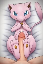 ai_generated creature cumshot footjob mew_(pokemon) pokemon pov uncensored