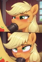 ai_generated applejack_(mlp) blonde_hair braeburn_(mlp) earth_pony equid equine fellatio friendship_is_magic furry green_eyes hair hasbro horse incest mammal my_little_pony oral pony sex