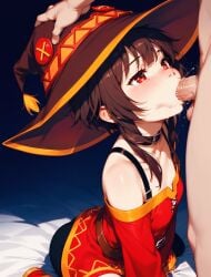 ai_generated deepthroat fellatio female kneeling kono_subarashii_sekai_ni_shukufuku_wo! megumin