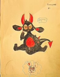 bunny chikn_nuggit dragon female fwench_fwy_(chikn_nuggit) iscream_(chikn_nuggit) mythological_scalie mythology nosebleed pussy scalie terminatormkii traditional_media_(artwork)