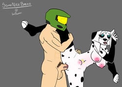 101_dalmatian_street 101_dalmatians 1boy 1girls 2018 against_wall anthro anthrofied armwear big_breasts breasts canine crossover dalmatian disney dolly_(101_dalmatians) female female_anthro female_penetrated halo_(series) helmet huge_breasts human legwear male male_human male_human/female_anthro male_penetrating male_penetrating_female mammal master_chief mostly_nude mostly_nude_female mostly_nude_male nipples penis pussy sex simple_background spartan_(halo) spartan_ii_(halo) stomach_bulge straight tagme vaginal_penetration video_games what