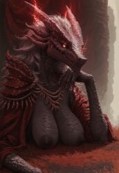 ai_generated ancient_dragon_florissax civitai dragon dragon_communion_priestess dragon_girl elden_ring large_breasts sagging_breasts scales scalie tail thick_ass thick_thighs white_hair yellow_eyes