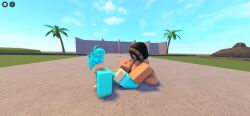 3d bunny_boy bunny_ears cyan_bunny_ears cyan_sweater cyan_thighhighs femboy naked_female roblox roblox_game robloxian tagme touching_penis whorblox_adventure