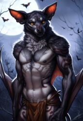 1boy 2024 abs ai_generated animal_humanoid anthro avaru bat bat_wings biceps furry grey_body grey_fur humanoid loincloth male male_focus male_only mammal multicolored_body multicolored_fur muscular muscular_male navel nipples obliques pecs primal_wilds solo tribal tribal_clothing tuft tufted_fur veiny_arms veiny_biceps veiny_muscles veiny_wings