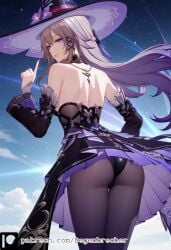 1girls ai_generated ass degenbrecher honkai:_star_rail honkai_(series) pantyhose patreon patreon_username subscribestar subscribestar_username the_herta_(honkai:_star_rail) witch_hat