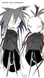 2boys grin grinning kei_(zolaman_oc) kkuja_(zolaman) lifting_clothing lifting_skirt older_male penis_out stickfigure stickman visual_kei