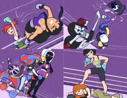 8girls adventure_time alien alien_girl alien_humanoid blackfire boxing boxing_gloves boxing_match boxing_ring cartoon_network crossover dc dc_comics disney disney_channel ena female female_focus female_only foster's_home_for_imaginary_friends frankie_foster glitch_productions humanoid joel_g jucika kim_possible kimberly_ann_possible marceline marceline_abadeer marceline_the_vampire_queen martian martian_(duck_dodgers) netto-painter pomni_(the_amazing_digital_circus) queen_tyr'ahnee tamaranean teen_titans the_amazing_digital_circus vampire vampire_girl