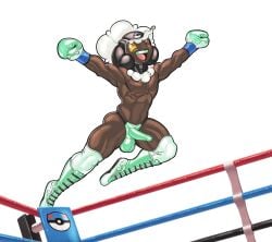 2024 absurd_res alpha_channel anthro ballboxing balls_outline boxing_gloves bulge clothing cock_sheath dcheese detailed_bulge digital_media_(artwork) erection erection_under_clothing fighting_ring generation_5_pokemon genital_outline handwear headgear hi_res leather leather_clothing leather_headgear legwear male male_only muscular muscular_male nintendo penis_clothing pokemon pokemon_(species) solo thigh_highs whimsicott