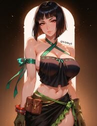 ai_generated bob_cut fr34ky god_eater large_breasts midriff navel tachibana_sakuya