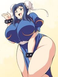 1girls ass bbw big_ass big_breasts blue_hair breasts breasts_bigger_than_head chubby chun-li_(cosplay) curvy female female_only gundam gundam_build_fighters huge_ass huge_breasts human iori_rinko large_breasts larger_female milf overlordzeon plump solo source_request street_fighter thick_thighs venus_body voluptuous wide_hips zeon_(pixiv722928)