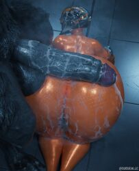 1male 1woman alien alien_male ass_lift big_ass big_balls big_butt big_penis cum_in_ass cumshot female thick_ass thick_thighs