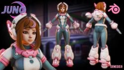 3d athletic_female blender dazzworks3d female japanese_female juno_(overwatch) my_hero_academia overwatch uraraka_ochako uravity_juno