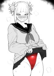 blush blush boku_no_hero_academia himiko_toga kaiman_garupan my_hero_academia panting school_uniform skirt_lift swimsuit toga_himiko uniform