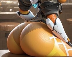 ai_generated ass big_ass lena_oxton light-skinned_female overwatch overwatch_2 sitting tracer