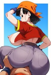 big_ass big_breasts dragon_ball pan_(dragon_ball) sitting_on_lap sitting_on_penis