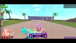 3d bunny_boy cursor cyan_bunny_ears cyan_hair cyan_sweater female femboy pink_bra pink_hair roblox roblox_avatar roblox_studio robloxian sucking_penis tagme video whorblox_adventure