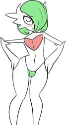 1boy abs androgynous belly blush blushing bulge crossdressing embarrassed eyelashes femboy flaccid front_view gardevoir girly green_hair green_lipstick green_panties green_thong hair_over_eye hair_over_one_eye hands_on_hips highres lipstick looking_at_viewer male male_gardevoir male_only mega_evolution mega_gardevoir navel nintendo panties penis penis_in_panties penis_under_clothes pokémon_(species) pokemon pokemon_(species) pokemon_rse pokemon_xy sealguy short_hair shy sissy small_penis solo thick_thighs thin_waist thong topless trap video_game video_games white_background white_skin wide_hips