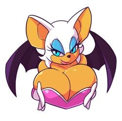 1girls anthro bat bat_wings big_breasts blue_eyes blue_eyeshadow breasts bust bust_portrait carmessi cleavage female female_focus female_only furry gloves large_breasts rouge_the_bat sega sonic_(series) sonic_the_hedgehog_(series) white_hair