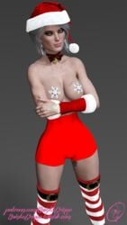 3d abs areolae big_breasts breasts cd_projekt_red christmas ciri female female_only saintsgringo solo the_witcher_(series) the_witcher_3:_wild_hunt white_hair