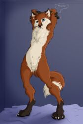 blue_eyes canine fox ghhusky jerrin_phox male mammal nude pose sheet_(disambiguation) simple_background solo suggestive_pose