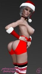 3d abs areolae armpit big_breasts breasts cd_projekt_red christmas ciri female female_only saintsgringo solo the_witcher_(series) the_witcher_3:_wild_hunt white_hair