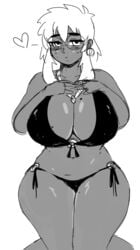 big_breasts bikini breasts dark-skinned_female dark_skin female glasses kirbila_(yellow_kirby) yellow_kirby