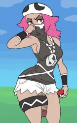 1futa ass big_ass big_penis breasts cleavage clothed colored dark-skinned_futanari dark_skin female_team_skull_grunt futa_only futanari half-closed_eyes hat holding huge_penis human intersex mask nintendo penis penis_out pink_eyes pink_hair poke_ball pokemon pokemon_sm rapp_(pokemon) shirt shorts solo standing strap tank_top team_skull team_skull_grunt team_skull_grunt_(female) thick_penis thick_thighs thigh_strap thin_waist veins veiny_penis wide_hips