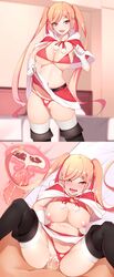 big_breasts blonde_hair breasts cum cum_in_pussy cum_in_uterus cum_inside fallopian_tubes female gloves half-dressed instant_loss_2koma kippuru large_breasts long_hair original panties panties_aside penetration penis pussy sex socks spread_legs thigh_boots thigh_socks thighhighs uterus vaginal_penetration white_socks x-ray