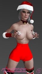 3d abs areolae big_breasts breasts cd_projekt_red christmas ciri female female_only saintsgringo solo the_witcher_(series) the_witcher_3:_wild_hunt white_hair