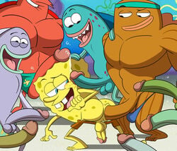 9boys anal anal_penetration anal_sex anthro anthro_on_anthro anus arthropod ass balls blue_balls blue_penis brown_penis crustacean dat_ass dennis_(spongebob_squarepants) erect_penis erection fish flats_the_flounder gangbang gay green_balls green_penis headband humanoid_penis incidental_1_(fred) incidental_24 incidental_24a incidental_38_(scooter) incidental_40 interspecies iyumiblue larry_the_lobster lobster looking_back male male_only marine multiple_boys multiple_males multiple_penises muscular muscular_male nickelodeon off_screen_character orgy pants_down penetration penis penis_on_face penis_size_difference pleasure_face precum_string purple_balls purple_penis red_balls red_penis sea_sponge sex shorts shorts_down smooth_skin spongebob_squarepants spongebob_squarepants_(character) stretched_anus swim_trunks swimwear underwater underwater_sex yaoi yellow_balls yellow_penis