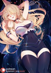 1girls ahri alternate_costume breasts cleavage female female_only k/da_ahri k/da_series league_of_legends lipstick looking_at_viewer solo songjikyo thighhighs