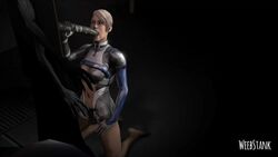 1girls 3d alien animated barefoot cora_harper cum_in_mouth fellatio female mass_effect mass_effect_andromeda no_sound on_knees penis video weebstank white_hair