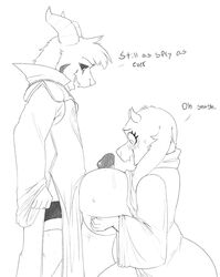 anthro asriel_dreemurr big_breasts breasts caprine clothing erection female furry goat incest male mammal mcsweezy monochrome mother mother_and_son paizuri parent penis robe sex sketch son straight toriel undertale