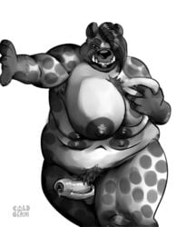 1futa animal_genitalia anthro armpit_hair belly big_belly big_breasts big_thighs body_hair breast_grab breasts chest_hair coldgemini dickgirl erection furry futanari gnoll hand_on_breast hyena intersex mammal multi_breast multi_nipple nipples overweight penis precum pseudo-penis pubes sketch solo solo_futa spotted_hyena tusks