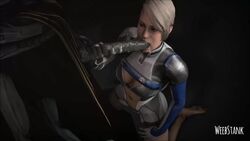 1girls 3d alien animated barefoot cora_harper cum_in_mouth fellatio female mass_effect mass_effect_andromeda no_sound on_knees penis video weebstank white_hair