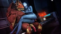 3d after_sex alien asari asarimaniac ass balls breasts butt_grab cum cum_drip cum_in_pussy cum_inside cum_on_penis dripping duo female flaccid hand_on_butt humanoid interspecies krogan liara_t'soni male mass_effect multi_balls multi_genitalia muscular muscular_male nipples nude penis pussy source_filmmaker straight urdnot_wrex video_games