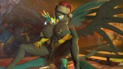 3d abs anthro anthro_on_anthro anthrofied avian bell big_breasts blue_eyes breasts chair_position christmas christmas_tree cum duo feathered_wings feathers female friendship_is_magic from_behind_position gabby_(mlp) gallus_(mlp) gloves_(marking) gryphon hat holidays inside male markings my_little_pony navel nipple_piercing nipples nude penetration piercing pussy_juice santa_hat sex sitting spread_legs spreading straight tree vaginal_penetration veryfluffy wings