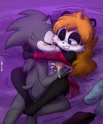 1boy 1girls 2018 aiko_(character) areolae ass backsack balls bed black_and_white_fur blue_eyes blush breast_sucking breastfeeding breasts closed_eyes clothing curvy erect_nipples eulipotyphlan fan_character female fur grey_fur hair hedgehog hug joaoppereiraus lactation laid_down large_areolae large_breasts male male_penetrating mammal milk nipples nude one_eye_closed orange_hair panda phantom_(character) robe see-through sex sonic_(series) spread_legs spreading squeezing straight sucking ursine