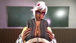 3d animated between_breasts blackboard breasts business_suit chalkboard cia_(the_legend_of_zelda) classroom classy cleavage cum cum_between_breasts cum_on_breasts dark-skinned_female dark_skin ejaculation_between_breasts female full_cleavage glasses holding_breasts huge_breasts hyrule_warriors interracial large_breasts long_breasts male male_pov paizuri pov premature_ejaculation purple_eyes sakuraleaf short_hair small_penis small_penis_adoration sound source_filmmaker straight teacher_and_student the_legend_of_zelda video white_hair