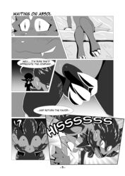 ! 1boy 1girls 2019 ? angry animal_genitalia anthro balls black_fur blush claws comic dialogue duo english_text feet felid feline female feral fur grope hi_res k9player_(artist) larger_male luxray male mammal monochrome nintendo nude open_mouth page_3 paws penis pokémon_(species) pokemon pokemon_(species) pokemon_dppt sheath simple_background size_difference smaller_female sofa testicles text thick_thighs video_games white_border wide_hips